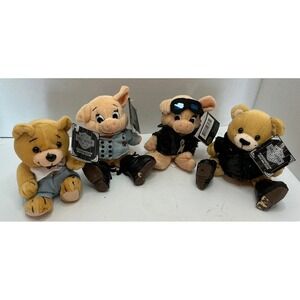 Harley Davidson Vintage 1998‎ Bean Bag Plush Set of 4 Biker Bears Pigs 6in NWT